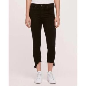 RAG & BONE 10 Inch‎ Capri Black Hampton Jeans Cropped Raw Edge Women's Size 27